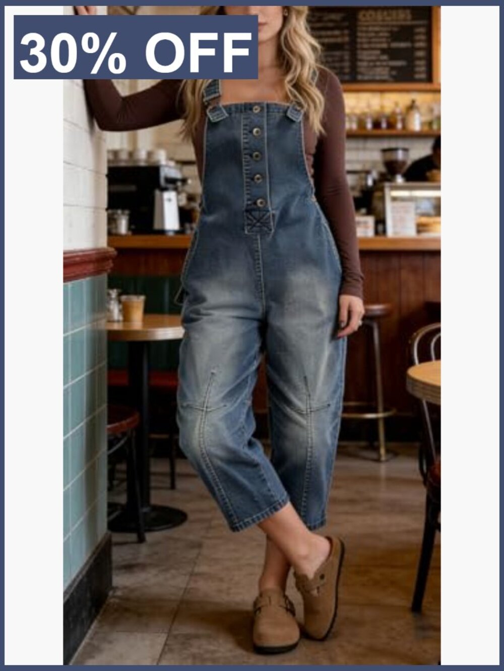 NWT Washed Blue Denim Women’s Button-Front Overalls